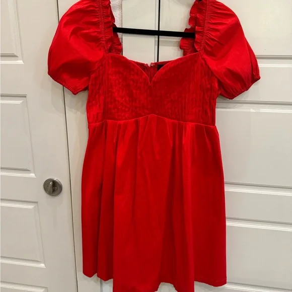 open lace back dress Puff-sleeve Babydoll Dress  Amanda Rose Co